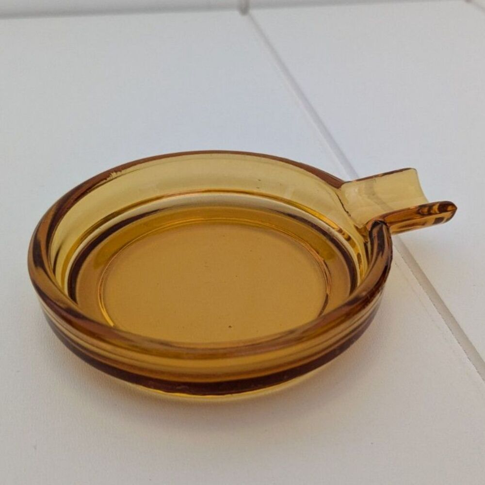 Vintage Amber Glass Individual Ash Tray - 3"